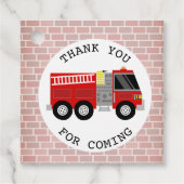 Brandweerauto Hydrant Verjaardag dank u Bedankjes Labels (Voorkant)