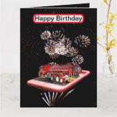 brandweerauto met vuurwerk, kaart (Gele Bloem)