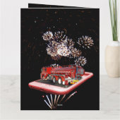 brandweerauto met vuurwerk, kaart (Achterkant)