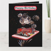 brandweerauto met vuurwerk, kaart (Voorkant)