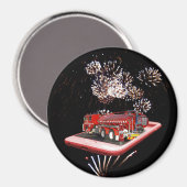 brandweerauto met vuurwerk, magneet (Voorkant / Achterkant)