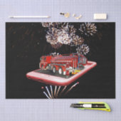 brandweerauto met vuurwerk, tissuepapier (Craft)