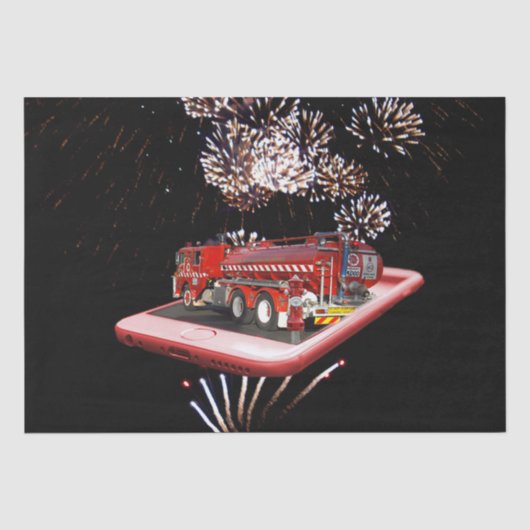 brandweerauto met vuurwerk, tissuepapier (Voorkant)