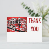 Brandweerauto-motor Brandweerplaat Hartelijk dank Bedankkaart (Staand voorkant)