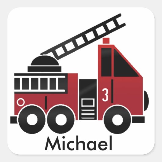 Brandweerauto-sticker Vierkante Sticker (Voorkant)