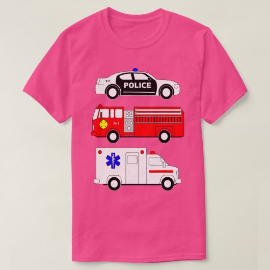 brandweerauto van politie eerste reactiveringstake t-shirt (Design voorkant)