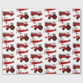 Brandweerauto, Vliegtuig, Tractor Cadeaupapier (Vlak)