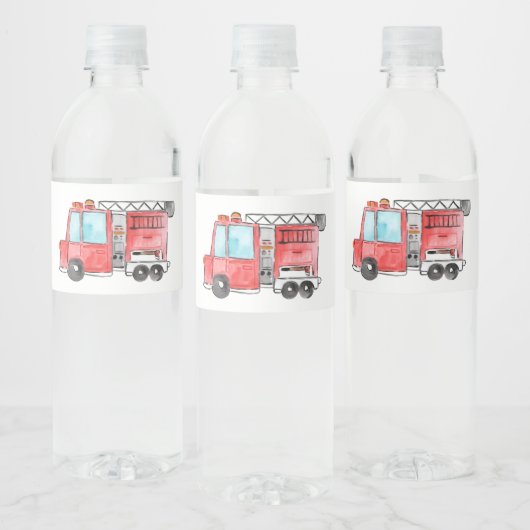 Brandweerauto waterfles label waterfles etiket (Flessen)