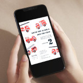 Brandweerauto's Boy 2e verjaardag Kaart