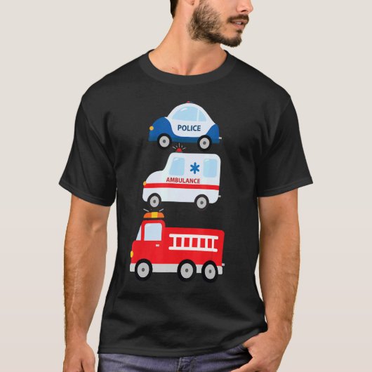 Brandweerauto's van de politie t-shirt (Voorkant)