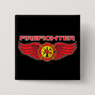 Brandweerbadge en -voeringen vierkante button 5,1 cm