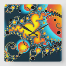 Brandweerbarst kleurrijke moderne fractale kunst vierkante klok