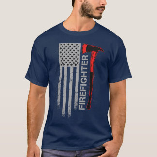 brandweerbijl met Amerikaanse vlag grunge Classic T-shirt