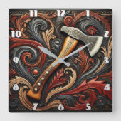 Brandweerbijl tussen  patronen vierkante klok (Voorkant)