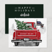 Brandweerboot met dunne rode lijn vlag  rood vrach feestdagenkaart (Voorkant / Achterkant)