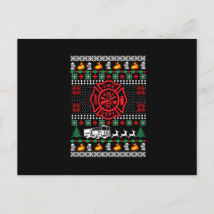 Brandweerbrand in de lelijke kerstvakantie feestdagenkaart