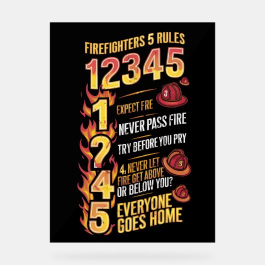 Brandweercode: Regels van dapperheid Acryl Bord (Voorkant)