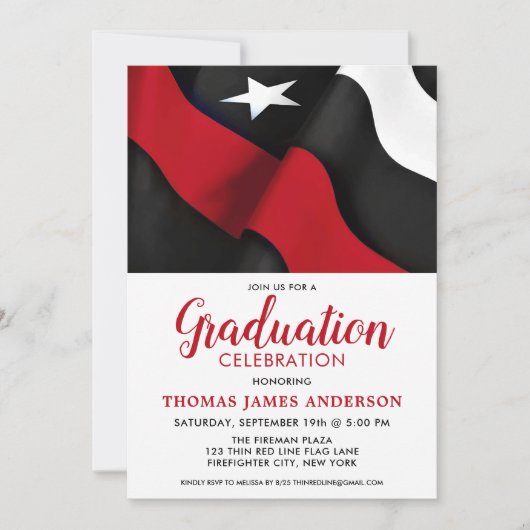 Brandweerder Afstuderen Thin Red Line Fireman Part Kaart (Voorkant)