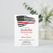 Brandweerder Afstuderen Thin Red Line Fireman Part Uitnodiging Briefkaart (Staand voorkant)