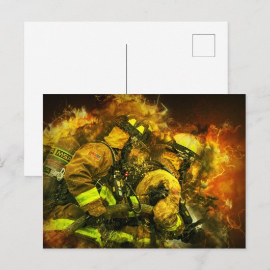 Brandweerders Briefkaart (Voorkant / Achterkant)