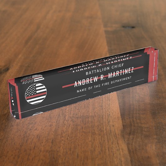 Brandweerdienst Thin Red Line Fire Rescue Naambordje (Zijkant)