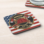 Brandweerdienst Verenigde Staten Vlag Aangepast Bier Onderzetter (Linkerzijde)