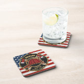 Brandweerdienst Verenigde Staten Vlag Aangepast Bier Onderzetter (Rechterzijde)