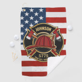 Brandweerdienst Verenigde Staten Vlag Aangepast Golfhanddoek (Insitu)