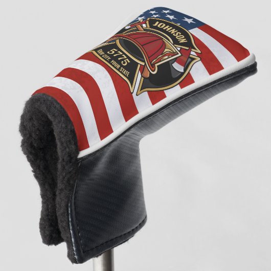 Brandweerdienst Verenigde Staten Vlag Aangepast Golfheadcover (3/4 voorkant)