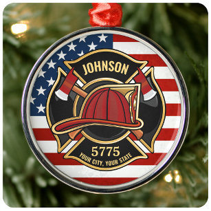Brandweerdienst Verenigde Staten Vlag Aangepast Metalen Ornament