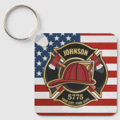 Brandweerdienst Verenigde Staten Vlag Aangepast Sleutelhanger (Voorkant)