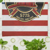 Brandweerdienst Verenigde Staten Vlag Aangepast Theedoek (Gevouwen)