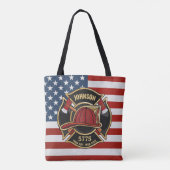 Brandweerdienst Verenigde Staten Vlag Aangepast Tote Bag (Achterkant)