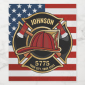 Brandweerdienst Verenigde Staten Vlag Aangepast Wijn Etiket (Enkel label)