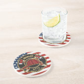 Brandweerdienst Verenigde Staten Vlag Aangepast Zandsteen Onderzetter (Zijkant)