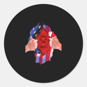 Brandweerdienst Vlag brandweerman Thin Red Line Ronde Sticker