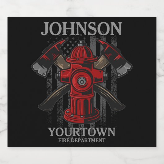 Brandweerdienst voor brandweer Hydrant USA Vlag Bier Etiket (Enkel label)