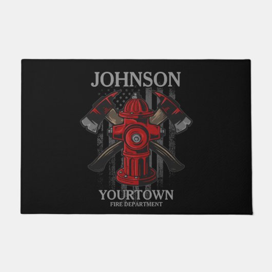 Brandweerdienst voor brandweer Hydrant USA Vlag Deurmat (Voorkant)