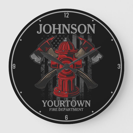 Brandweerdienst voor brandweer Hydrant USA Vlag Grote Klok (Voorkant)