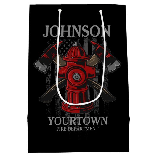 Brandweerdienst voor brandweer Hydrant USA Vlag Medium Cadeauzakje (Achterkant)