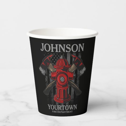 Brandweerdienst voor brandweer Hydrant USA Vlag Papieren Bekers (Voorkant)
