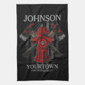 Brandweerdienst voor brandweer Hydrant USA Vlag Theedoek (Verticaal)