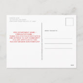 Brandweerdienst voor Kerstmis Hartelijk dank Feestdagenkaart (Achterkant)