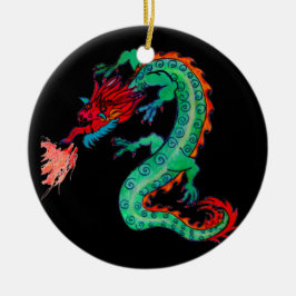 Brandweerdraak op feestdag keramisch ornament