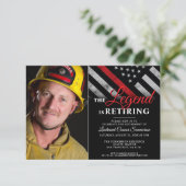 Brandweerfoto Thin Red Line Fireman Retirement Kaart (Staand voorkant)