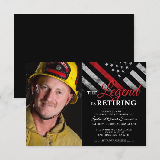 Brandweerfoto Thin Red Line Fireman Retirement Kaart (Voorkant / Achterkant)