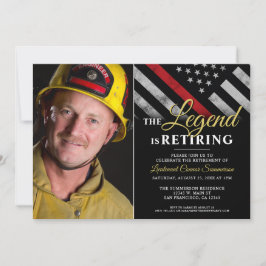 Brandweerfoto Thin Red Line Fireman Retirement Kaart
