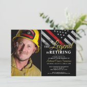Brandweerfoto Thin Red Line Fireman Retirement Kaart (Staand voorkant)