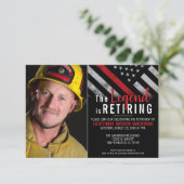 Brandweerfoto Thin Red Line Fireman Retirement Kaart (Staand voorkant)