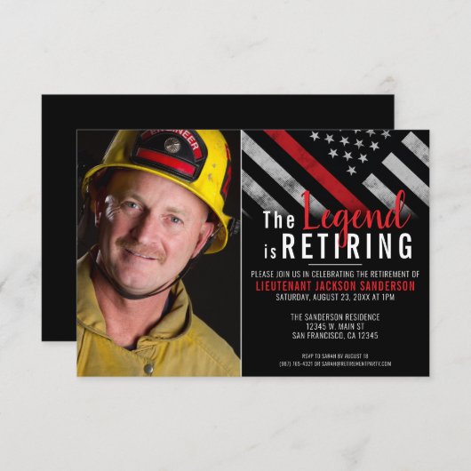 Brandweerfoto Thin Red Line Fireman Retirement Kaart (Voorkant / Achterkant)